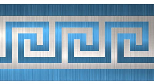 funlife Wallpaper Border Stickers, Self Adhesive Ceiling Molding Borders, Skirting Wall Waist Line for Home DIY Decorative, 10cm x 200cm, 3 Pcs, Brushed Blue Silver