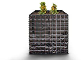 GABIONA - Bancal alto (largo x alto x ancho): 100 x 100 x 90 cm - Cesta de alambre cuadrada y galvanizada con fieltro como macetero para el jardín - Fácil montaje