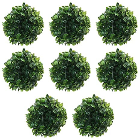GANAZONO 8 Pcs Artificial Topiary Balls Simulation Plant Grass Balls Boxwood Balls Hanging Green Leaves Plant for Wedding Backyard Balcony Garden Decor