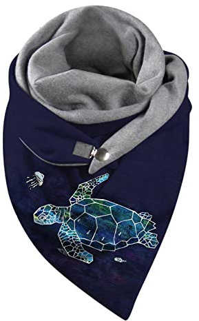 Damen Schal Winter Baumwolle XXL Halstuch Frauen Elegant Baumwollschal Deckel Herbst Winter Mit Knopf Vintage Dreieck Muster Dreieckstuch Knopfschal Hijab Schal