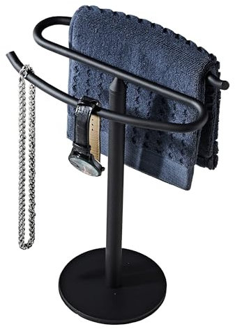 Porte-Serviettes autoportant, en Acier Inoxydable SUS304, Barre Tour pour Salle de Bain, Cuisine, Coiffeuse, comptoir, Noir Mat