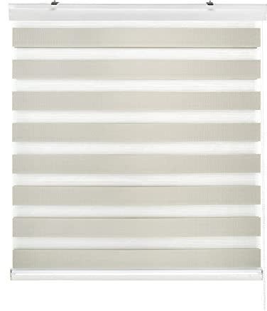 Estoralis | Sansa | Doppelrollo mit Weiss Kassette | Doppelter Stoff, Tag und Nacht | Farbe - Beige | 125 x 180 cm. (Breite/Höhe) Stoffgröße 122 x 175 cm. | Rollos für Fenster und Türen