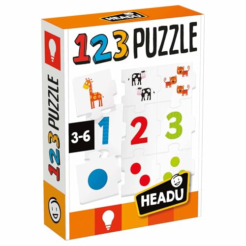 HEADU - 123 Puzzle New - Mes Premiers Numéros | Jeu Educatif 3 4 5 6 Ans, Jeux en Boîte pour Enfants, Cadeau Enfants, Cadeau Fille, Garçon, Made in Italy