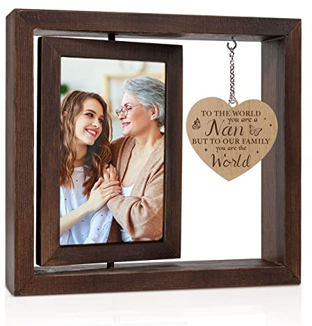 Nan Gifts, 4x6 Rotating Picture Frame Gifts for Nan, Nana Nanny Gift from Grandchildren, Birthday Thanksgiving Christmas Mothers Day Presents for Grandma, Nana, Nanny