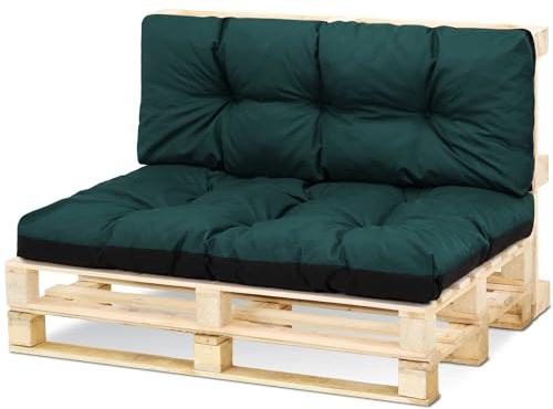 Amazinggirl Coussin Palette de Jardin 120x80 cm - Coussins Exterieur et Interieur Gros Oreiller pour d'assise canapé Banc Balcon Banquette et terrasse 120 x 80 Vert