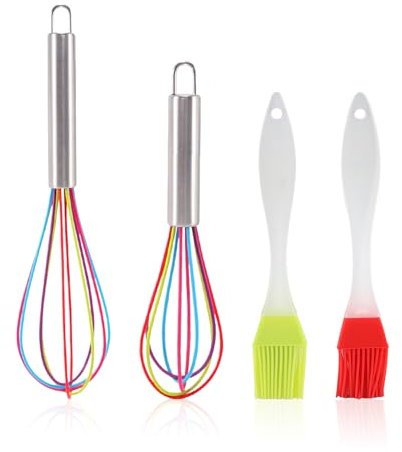 Sbattitore Manuale Da 2 Pezzi, Spazzola Per Olio Al Silicone Da 2 Pezzi, Frusta A Mano, Mixer Da Cucina, Adatto Per La Casa E Il Ristorante