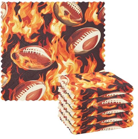 Mnsruu Lot de 6 chiffons de nettoyage en microfibre pour baseball, rugby, sports, jeux de feu, lavettes suédoises lavables pour la vaisselle