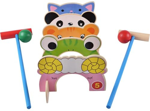 Divertente gioco di prato per ragazze e ragazze, set da gioco con animali | Robusto set di giocattoli interattivi, giochi per esterni, colori vivaci, incantevole set di croquet con animali per il