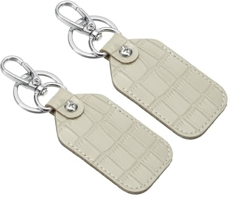 PATIKIL Portachiavi In Pelle, 2 Pezzi Custodia Portachiavi In reale vero Pelle Protettore RFID Portachiavi Porta Air Tag Con Anello E Cacciavite Per Chiave Auto Scheda ID Grigio