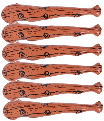 HONITANO Set 6 Mazze Gonfiabili in Pvc Design Effetto Legno, Portatili e Facili da Gonfiare per Feste a Tema, Cosplay e Decorazioni Originali