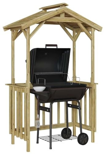 vidaXL Abri Hexagonal en Bois Marron Clair pour Le Jardin - Idéal pour l'extérieur | Auvent en Bois traité | Super spacieux, pour 4 Personnes Max | Parfait pour décorer et Profiter du Jardin