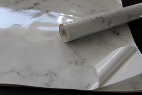 Marble Sticky Back Plastic 30cm x 2m Granite White Grey Vinyl Wrap Contact Paper Self Adhesive Wallpaper Waterproof Roll for Kitchen Furniture