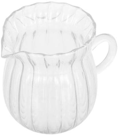 LOPUNER Jarra de Cristal Elegante para Leche y Espresso de 370ml, Mini Capacidad, Resistente al Microondas, Adecuado para Uso en Casa y Bbq