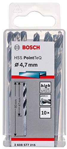 Bosch Professional 10-Piece PointTeQ HSS Twist Drill Bit (for Metal, 4.7 x 47 x 80 mm, Drill Driver Accessories)