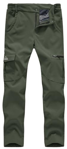 Gopune Women's Snow Ski Waterproof Softshell Snowboard Pants Outdoor Hiking Fleece Lined (Army Green,S)