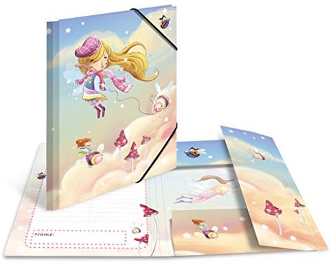 HERMA Sammelmappe A4 Feen, Eckspanner-Mappe aus Pappe mit Kindergarten Motiv, Gummizug, Innenklappen und Innendruck für Jungen, Mädchen und Kinder