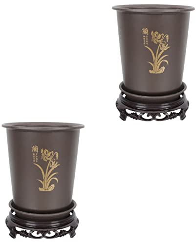 YARNOW 2 Sets Getrocknete Arrangements Für Innenbereich Bonsai-Pflanzgefäß Eimer Blumentöpfe Aufbewahrung Hohe Basis Zur Aufbewahrung Dekorative Präsentation Untertassen
