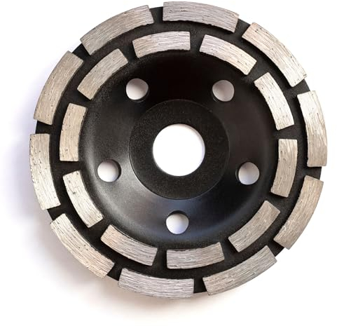 Muela Diamante Desbastadora de Hormigón 125mm. Disco Desbaste Hormigon, Granito, Piedra y Manpostería para Radial Pequeña. Discos Diamante Radial o Amoladora 125 Doble Fila. Muela Abrasiva de Copa.