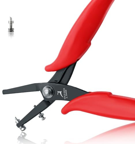 GOLD DEER 1.5mm Metal Hole Punch Pliers with One Replacement Pins Round Hole Punching Pliers Precision Fine Pliers Metal Hole Punch Tool For Soft Metals Sheet Jewelry Making Tool for Handcraft Work