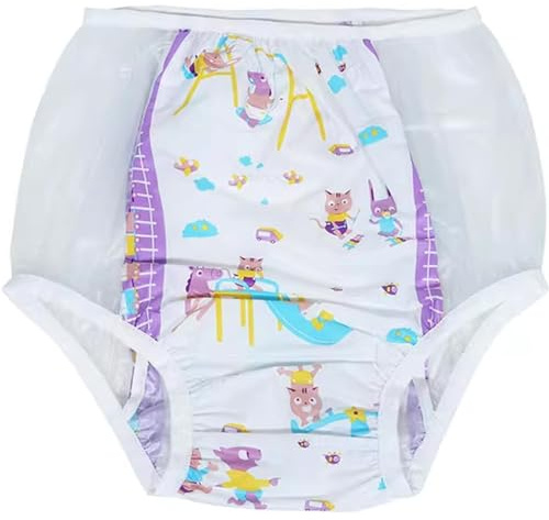 TAPIVA Adult Plastic Diaper Cover/Vinyl Waterproof Pull-On Incontinence Pants/PVC Waterproof Underwear/Reusable/Low Rise Comfortable Wide Stretch/Plastic Diaper