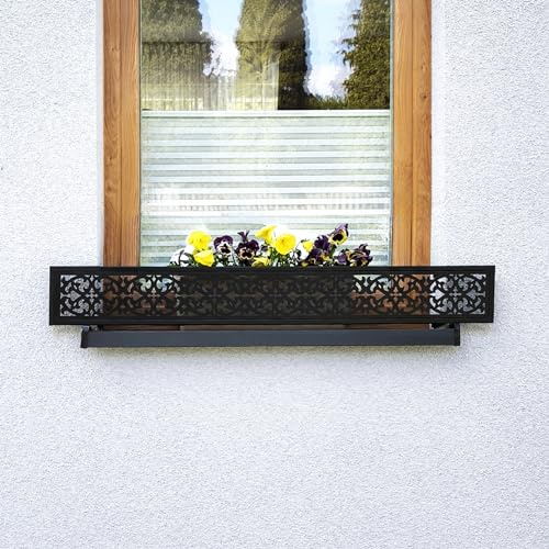 MIHIMO design Supporto per fioriera per davanzale esterno, protezione anti-caduta per davanzale, griglie per finestre per fioriere, protegge il vaso, tutti i modelli e le dimensioni Ornament, 115 (95