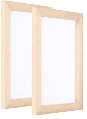 PATIKIL Tamaños A5 Pantalla de Madera para Hacer Papel 2 Piezas 8.3 x 5.9 Molde Individual para Hacer Papel y Marco de Madera para Fabricación de Papel DIY Color Madera