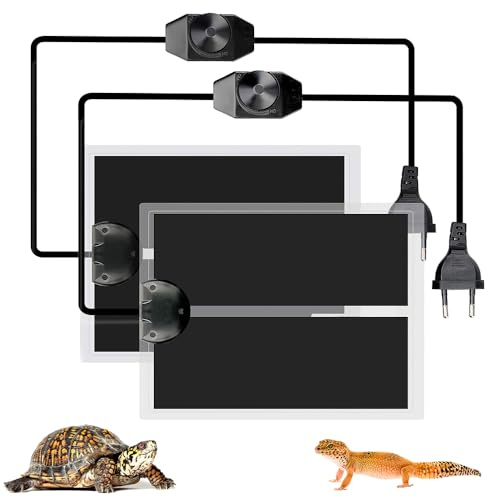 Hojalis 2 Pièces Tapis Chauffant Reptile, 14W Tapis Chauffant pour Terrarium, Mat Tapis Température Adjustable avec Contrôle de la Température pour Reptiles, Tortue, Serpents, Lézards (28x28CM)