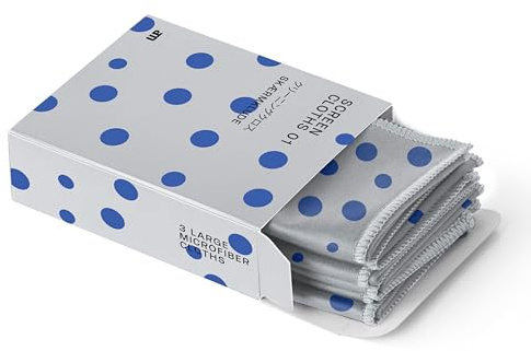 AM mikrofiberdukar, 3-pack, rengör rengöringsduk för bilbildskärmar, bärbara glasögon, mobiltelefoner, surfplattor och bärbara datorer | Använd den med en skärmrengörare, prickiga prickar