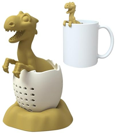 Sött teägg för löst te, silikon-teägg – sött teägg med dinosaurieform, T-teägg, hem te artisan tebutik, denna tesil för löst te är en fantastisk present för alla tillfällen, se