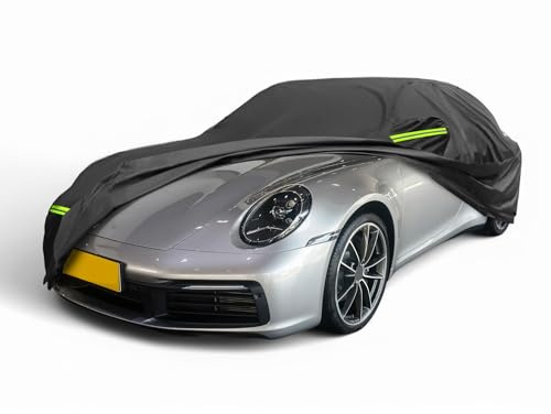 A ABSOPRO Copertura Auto per Porsche 911 2013-2023 210D-PU Copertura Auto Esterna Completa Impermeabile Antivento Protezione Solare Neve con Cerniera Porta Conducente Nero