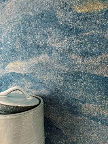 Newroom Carta da Parati Blu Tessuto Non Tessuto Glitter - Moderna Metallica Lucida Astratta per Soggiorno Camera da Letto