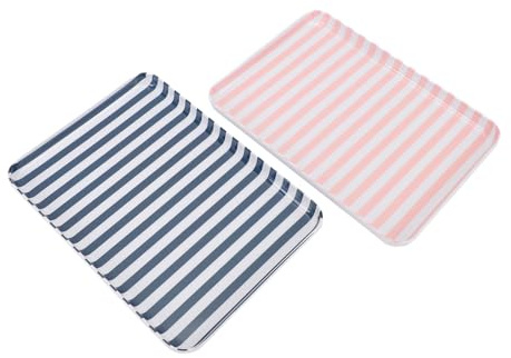 WAHEWUD Paquete de 2 platos llanos de plástico para amantes, azul y rosa, bandeja para ensalada, postre y frutas para el desayuno en casa, 20,5 x 14,8 x 1,8 cm