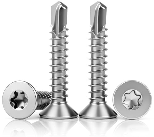 120 Pcs Torx Self Tapping Screws Metal M4.2x32mm Torx Countersunk Self Drilling Screws Flat Head Sheet Metal Tek Screw Metal Roofing Screw for Aluminum Metalwork Roofing