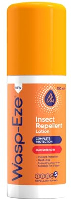 Wasp-Eze DEET Free Insect Repellent Max Strength Lotion, 100ml | Mosquito Repellent, Naturally based ingredients, DEET Free, for Travel & Outdoors, for Babies 6m+, Children & Adults