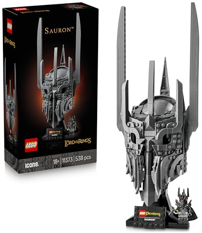 LEGO Icons Sagan om ringen: Saurons hjälm – Rumsdekoration med fantasytema att samla på – Byggsats för vuxna med Saurons hjälm och minifigur – Present med modellbyggsats för vuxna – 11373