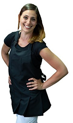 tessile astorino Arbetsförkläde - gratis broderi - uniform för frisör och estetiker, restauranger, kaféer, bartender - rengöringsförkläden - tillverkad i Italien, svart, One size