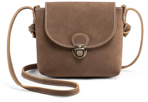 LaRechor Petit Sac Bandouliere Femme de Verrouillage Antivol, Sac a Main Femmes Sacoche Femme Bandoulière Rétro Pochette Téléphone Portable Café