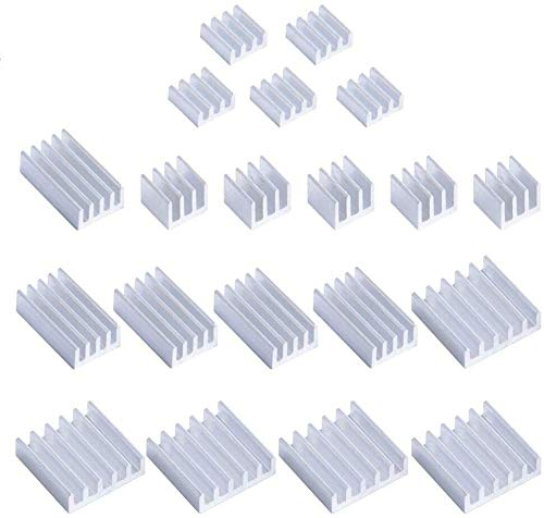 GeeekPi 20PCS Disipadores de Calor para Raspberry Pi 4 Modelo B, Raspberry Pi Disipadores de Calor de Aluminio con Cinta Adhesiva Conductora Térmica para Raspberry Pi 4B