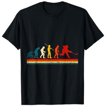 Hockey su ghiaccio divertente evoluzione di uomo Ice Hokey giocatore Maglietta