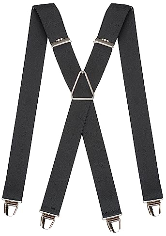 PIERROT Bretelles Homme Larges Made in France - Elastique Ultra Résistant & 4 Clips Extra Fort en X - Taille Ajustable Jusqu’à 130cm - Garantie à Vie - Fabrication Artisanale