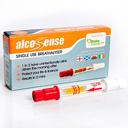 AlcoSense UK Single Use Breathalyser (12 pack) | Supplied to Several UK Police Forces for Road Safety Drink Drive Campaigns | Breathalyzer Works with all UK, Scottish, Irish and EU European Limits