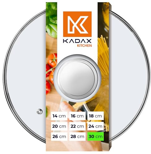 KADAX Coperchio Universale in Vetro - Manico Argento 30 cm - per Pentole e Padelle - Resistente al Calore