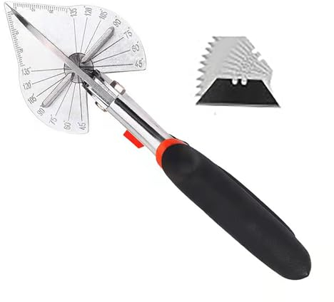 Mehrwinkel-Gehrungsschere,45 bis 135 Grad Universalschere, Winkelschere zum Winkelschneiden von Leisten und Zierleisten Mehrzweck-Viertelrundschneider mit 10 Ersatzklingen