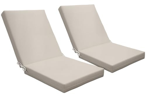 Outsunny Lot de 2 Coussins d'extérieur pour Fauteuil Chaise à Dossier avec Attaches Rembourrage 8 cm, dim. 112L x 51l cm, Beige