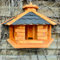 DARLUX handgefertigtes Wand Vogelfutterhaus XL Vogelhaus wetterfest lasiert Holz Futterstelle Hängend Braun, Bitumschindeldach Schwarz