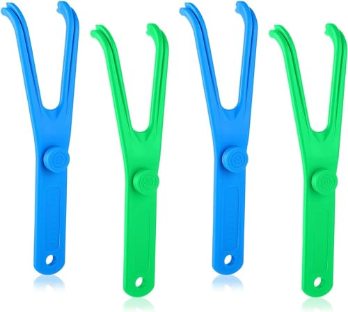 4Pcs Blue and Green Dental Floss Holder, Reusable Flosser Picks, Interdental Toothpick Flossers Reusable Floss Handle Holder for Oral Teeth Clearing, Adults and Kids Dental Tools Interdental Cleaning