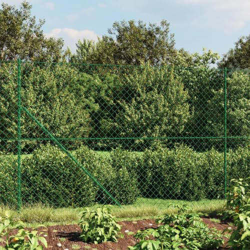 SECOLI Maschendrahtzaun Gartenzaun Set Komplettset Zaun Gartenzaunset Zaunset Drahtzaun Maschendraht Absperrzaun -Grün-1.4 x 10 m