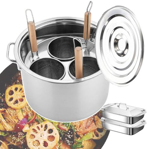 Set di cuoci spaghetti e tagliatelle commerciale con 2 teglie da forno, pentole per pasta e pentole con cestello scolapasta e coperchio sospeso, pentola per cottura a vapore con divisore a 3/4 fori,