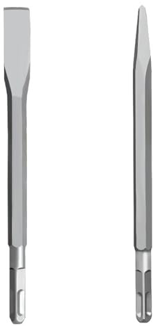 HARY Electric Hammer Bit Set 2-Piece, 14×400mm Square Shank Four-Hole Flat and Pointed Heads, Durable 40Cr Carbon Steel Chisel Set for Concrete, Brick, Masonry, Wall Demolition Tools