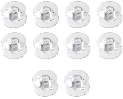 10 Pack Clear Plastic Sewing Machine Bobbins,Plastic Bobbins for Sewing Machine Universal Clear Bobbins with Bobbin Case Sewing Machine Accessories (10 PCS, Transparent)